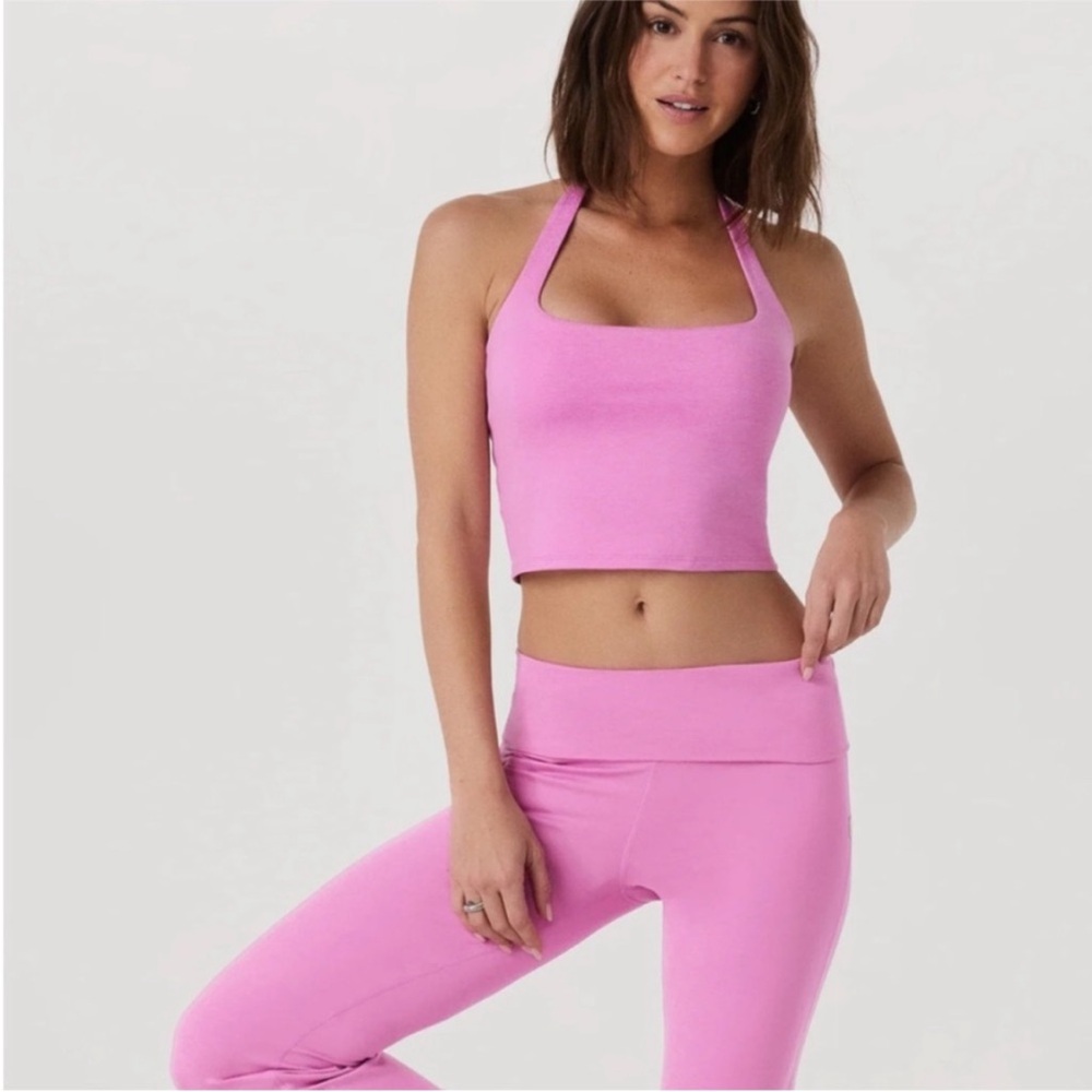 Women's Pink Halter Top and Leggings Set